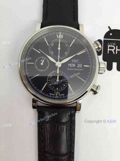 Copy Swiss IWC Schaffhausen Portofino Watch Black Dial
